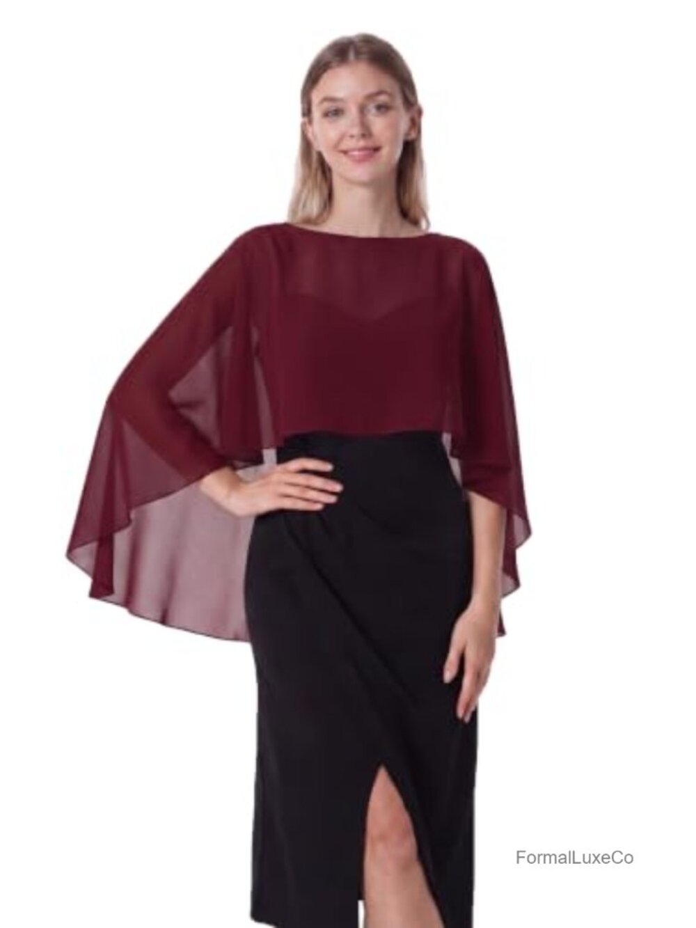 Sheer Chiffon Shawl Wrap Capelet for Evening Dress Women